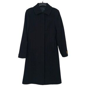 Brook Taverner Wool Cashmere Overcoat Black BURLINGTON Made In Italy Size 8